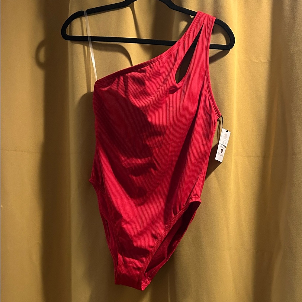 Shade & Shore Red One-Shoulder Swim One Piece